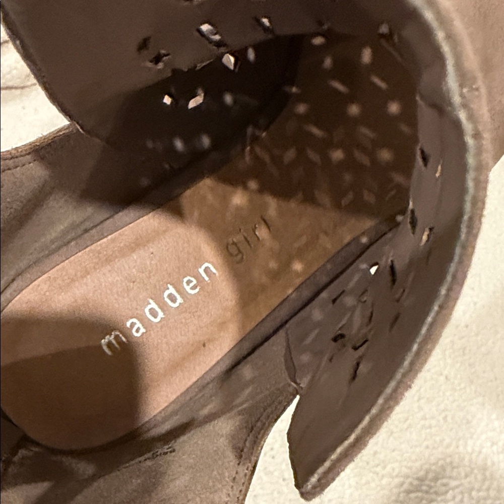 Madden Girl Taupe Cutout Heeled Boots - Picture 2 of 7